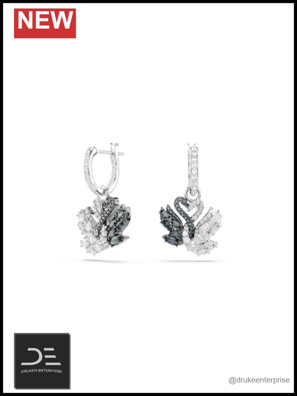 Crystal Crystal Swarovski Swan Drop Earrings Rhodium Finish